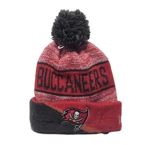 Tampa Bay Buccaneers New Era Red Pewter Cuffed Knit Hat Beanie Pom‎ NFL Adult